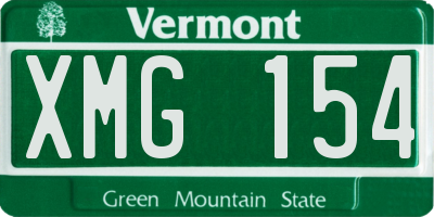 VT license plate XMG154
