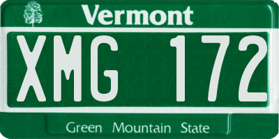 VT license plate XMG172