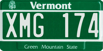 VT license plate XMG174