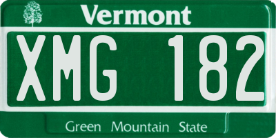 VT license plate XMG182