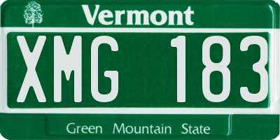 VT license plate XMG183