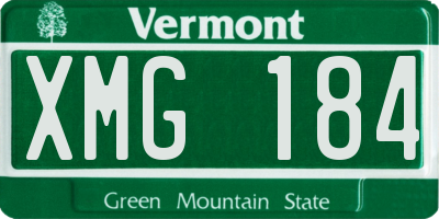 VT license plate XMG184