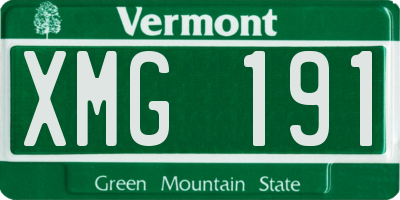 VT license plate XMG191
