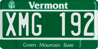 VT license plate XMG192