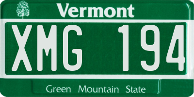 VT license plate XMG194