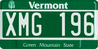 VT license plate XMG196