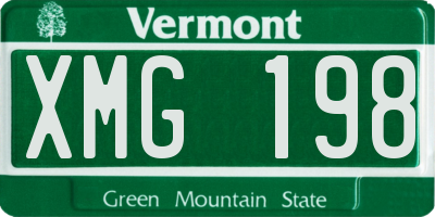 VT license plate XMG198