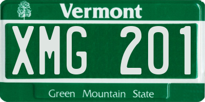 VT license plate XMG201