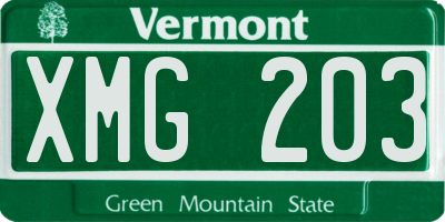 VT license plate XMG203