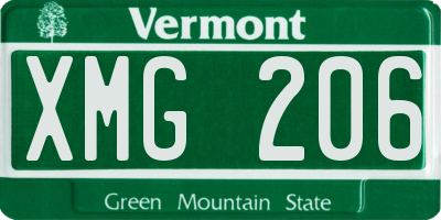 VT license plate XMG206