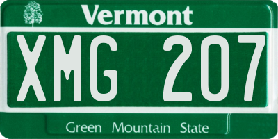 VT license plate XMG207