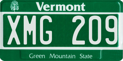 VT license plate XMG209