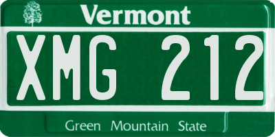 VT license plate XMG212
