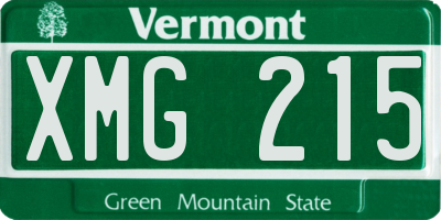 VT license plate XMG215