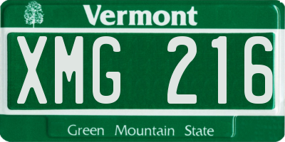 VT license plate XMG216