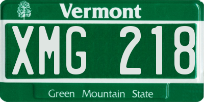 VT license plate XMG218