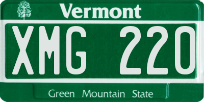 VT license plate XMG220
