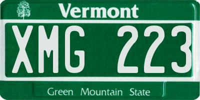 VT license plate XMG223