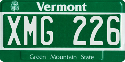 VT license plate XMG226