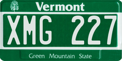 VT license plate XMG227