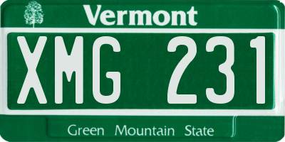 VT license plate XMG231