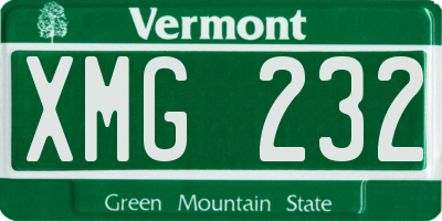VT license plate XMG232
