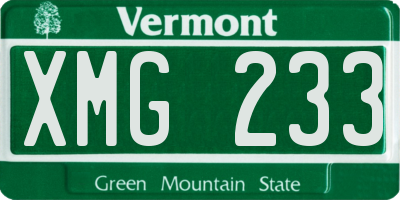 VT license plate XMG233