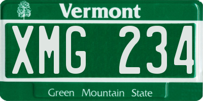 VT license plate XMG234