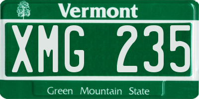 VT license plate XMG235