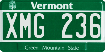 VT license plate XMG236