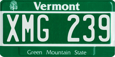 VT license plate XMG239