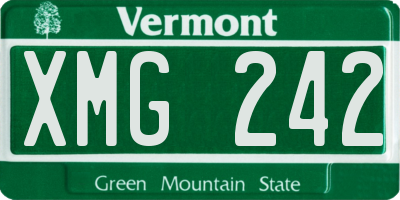 VT license plate XMG242