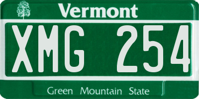 VT license plate XMG254