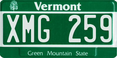 VT license plate XMG259