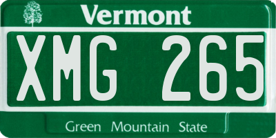 VT license plate XMG265
