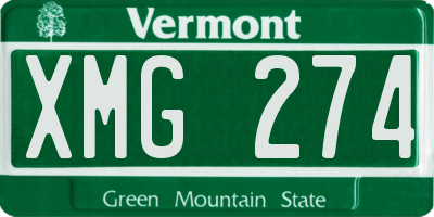 VT license plate XMG274