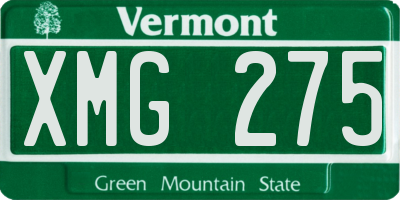 VT license plate XMG275