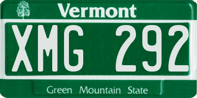 VT license plate XMG292
