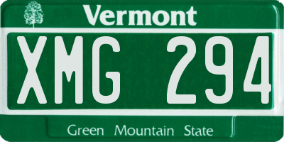 VT license plate XMG294