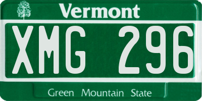 VT license plate XMG296
