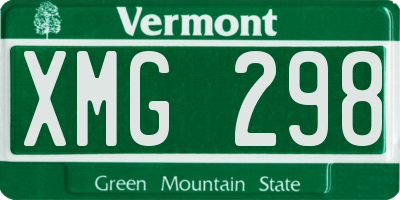 VT license plate XMG298