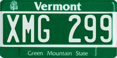 VT license plate XMG299