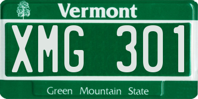 VT license plate XMG301