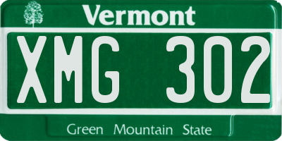 VT license plate XMG302