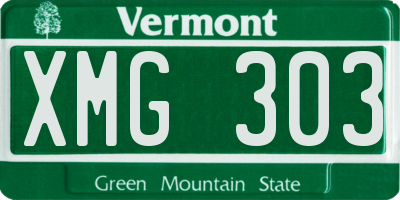VT license plate XMG303