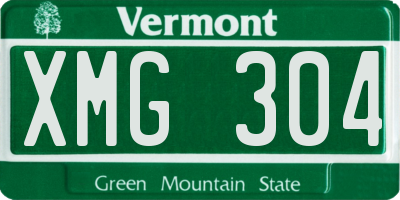 VT license plate XMG304