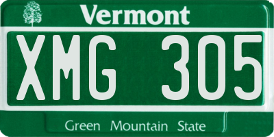 VT license plate XMG305