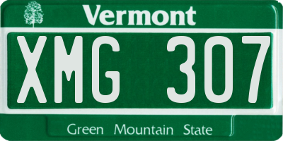 VT license plate XMG307