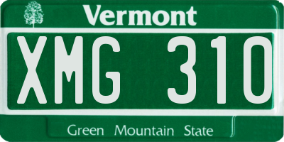 VT license plate XMG310