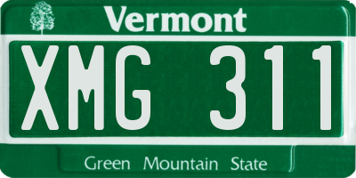 VT license plate XMG311